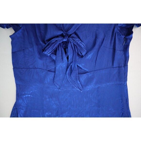 MICHAEL Michael Kors Women Sz 10 Royal Blue Zebra Print Jacquard Tie Dress - Picture 12 of 16